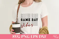 Game Day Vibes Stacked Football SVG Quote Product Image 3