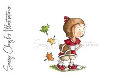 Fall Football Girl Player-Hand Painted-300 DPI Product Image 4