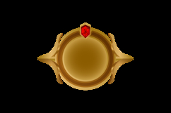 Game user interface gold blank round badge with diamond elem Product Image 2