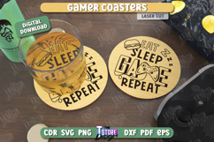 Gamer Coasters Laser Cut Bundle, Funny Gaming Quotes SVG Product Image 5