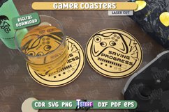 Gamer Coasters Laser Cut Bundle, Funny Gaming Quotes SVG Product Image 8