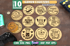 Gamer Coasters Laser Cut Bundle, Funny Gaming Quotes SVG Product Image 1