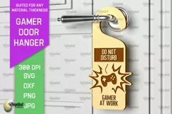 Gamer Door Hanger Laser Cut. Door Knob Hanger SVG Product Image 1