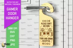 Gamer Door Hanger Laser Cut. Door Knob Hanger SVG Product Image 1