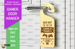 Gamer Door Hanger Laser Cut. Door Knob Hanger SVG Product Image 1