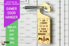 Gamer Door Hanger Laser Cut. Door Knob Hanger SVG Product Image 1
