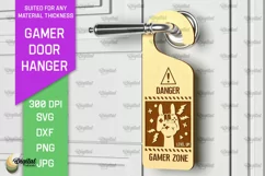 Gamer Door Hanger Laser Cut. Door Knob Hanger SVG Product Image 1