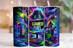 Gamer Fuel Tumbler Wrap, Game Controller Tumbler, Gaming PNG Product Image 1