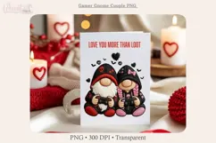 Goth Gamer Gnome Couple PNG, Valentine Love Gaming Design Product Image 4