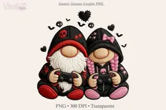 Goth Gamer Gnome Couple PNG, Valentine Love Gaming Design Product Image 2