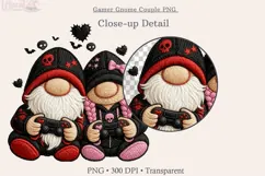 Goth Gamer Gnome Couple PNG, Valentine Love Gaming Design Product Image 3