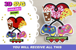 Gamer Love topper 3D SVG Product Image 1