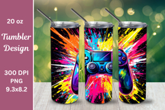 Gaming Controller 20oz Tumbler Wrap PNG for Gamers 1 Product Image 1
