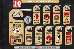 Gaming Doorknob Sign Laser Cut Bunlde, Wooden Door Hangers Product Image 1