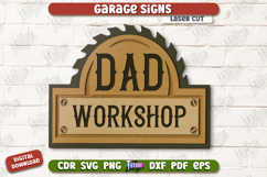 Garage Signs Laser Cut Bundle, Wooden Workshop Name Sign SVG Product Image 2
