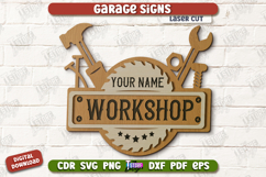 Garage Signs Laser Cut Bundle, Wooden Workshop Name Sign SVG Product Image 6