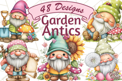 Mischievous Gnome Clipart, Whimsical Garden Clip Art PNG Product Image 1
