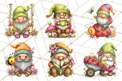 Mischievous Gnome Clipart, Whimsical Garden Clip Art PNG Product Image 5