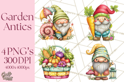 Mischievous Gnome Clipart, Whimsical Garden Clip Art PNG Product Image 1