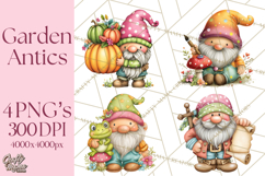 Mischievous Gnome Clipart, Whimsical Garden Clip Art PNG Product Image 1