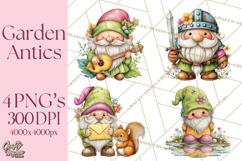 Mischievous Gnome Clipart, Whimsical Garden Clip Art PNG Product Image 1