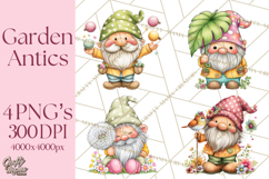 Mischievous Gnome Clipart, Whimsical Garden Clip Art PNG Product Image 1