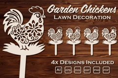 Garden Chickens Lawn Decorations SVG Paper Cut Product Image 1