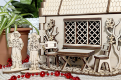 Garden Cottage with Greenhouse Laser Cut File, SVG Miniature Product Image 3
