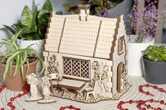 Garden Cottage with Greenhouse Laser Cut File, SVG Miniature Product Image 9
