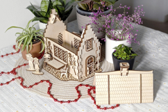 Garden Cottage with Greenhouse Laser Cut File, SVG Miniature Product Image 5