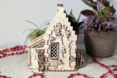Garden Cottage with Greenhouse Laser Cut File, SVG Miniature Product Image 4