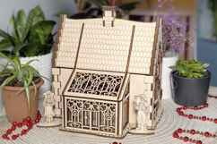 Garden Cottage with Greenhouse Laser Cut File, SVG Miniature Product Image 8