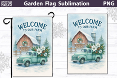 Winter Farm Garden Flag | Christmas Truck Sublimation Product Image 1