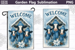 Winter Farm Garden Flag | Cow Christmas Sublimation Product Image 1