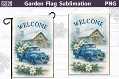 Winter Farm Garden Flag | Christmas Truck Sublimation Product Image 1