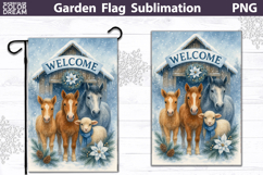 Winter Farm Garden Flag | Horse Christmas Sublimation Product Image 1