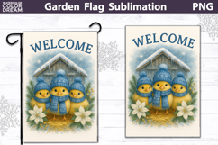 Winter Farm Garden Flag | Chicken Christmas Sublimation Product Image 1