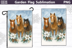 Winter Farm Garden Flag | Horse Christmas Sublimation Product Image 1