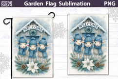Winter Farm Garden Flag | Lamb Christmas Sublimation Product Image 1