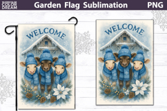 Winter Farm Garden Flag | Calf Christmas Sublimation Product Image 1