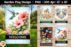 Spring Welcome Birds and flowers Garden Flag Product Image 1