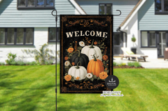 Halloween Gothic Pumpkin Garden Flag PNG Product Image 1