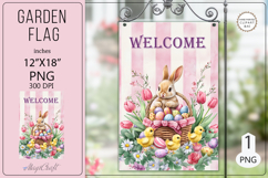 Welcome Garden flags| Sublimation|Happy Easter bunny flags Product Image 1