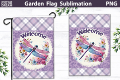 Dragonfly Garden Flag Design | Spring Floral Sublimation PNG Product Image 1