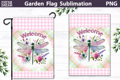 Dragonfly Garden Flag Design | Spring Floral Sublimation PNG Product Image 1