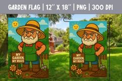 Grumpy Garden Gnome Flag PNG | My Garden My Rules Quote Product Image 1