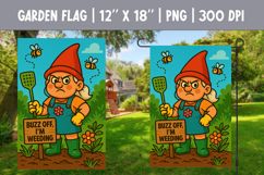 Funny Garden Gnome Flag PNG | Buzz Off I’m Weeding Quote Product Image 1