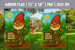 Angry Garden Gnome Flag PNG | Stay Off My Mulch Quote Product Image 1