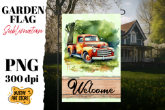 Spring garden flag. Watercolor truck sublimation bundle Product Image 2