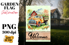 Spring garden flag. Watercolor truck sublimation bundle Product Image 3